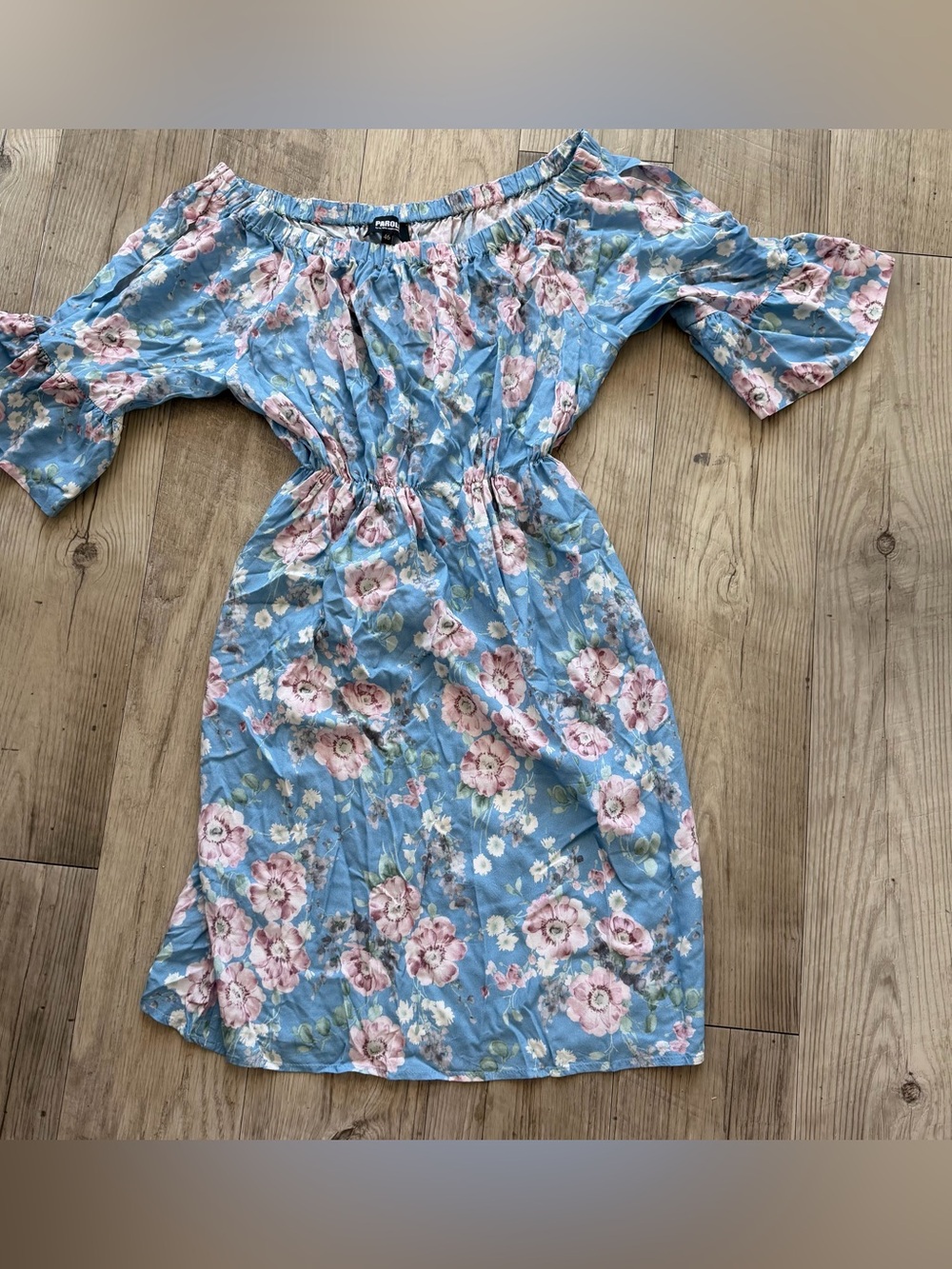 Blue Floral Off-Shoulder Summer Dress